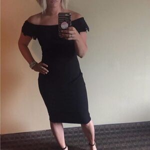 Bisou Bisou Elegant Black Off-Shoulder Dress